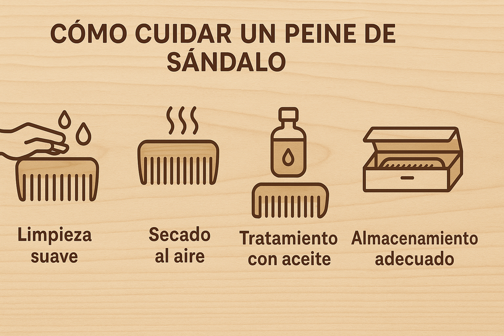Peine de Sándalo Natural - Tallado Artesanal en Ambos Lados