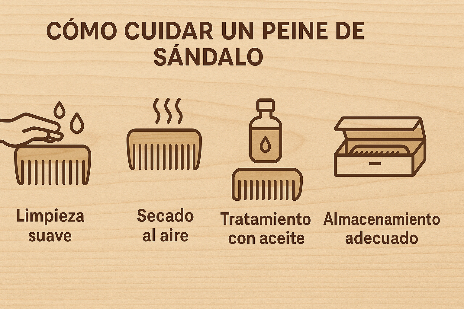 Peine de Sándalo Natural - Tallado Artesanal en Ambos Lados