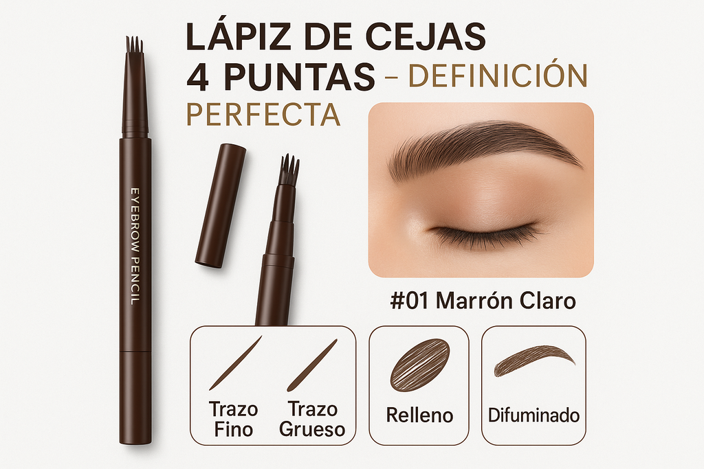 Lápiz de Cejas de 4 Puntas - Definición Perfecta y Natural