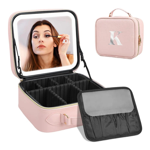Estuche Organizador de Maquillaje Profesional con Espejo - Portátil y Elegante