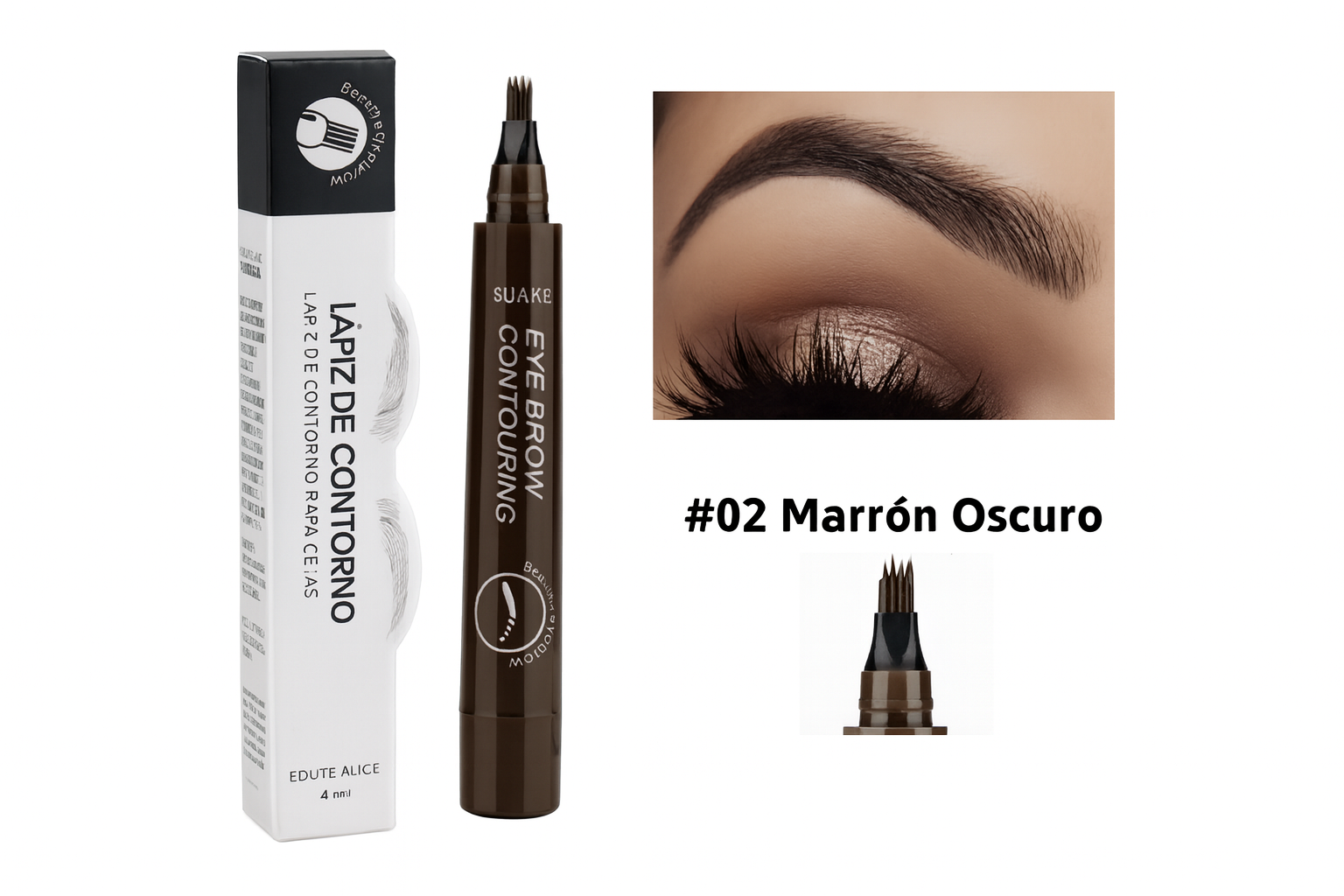 Lápiz de Cejas de 4 Puntas - Definición Perfecta y Natural